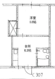 ヒルハイツ(1DK/3階)の間取り写真