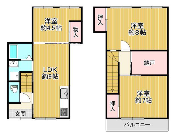 木下ハイツ(3LDK/1階)の間取り写真