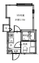 ZENITH 平井(1K/1階)の間取り写真