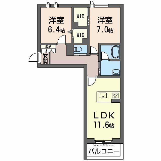 アステール(2LDK/3階)の間取り写真
