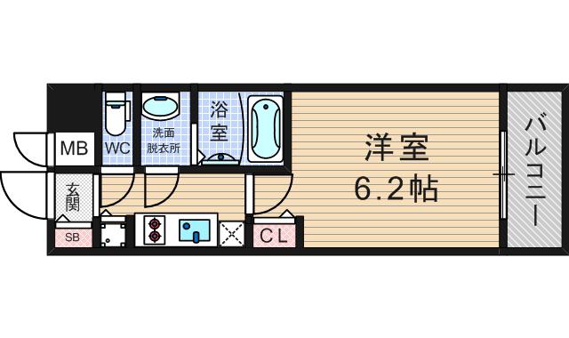 プレサンスOSAKA DOMECITYワンダー(1K/9階)の間取り写真