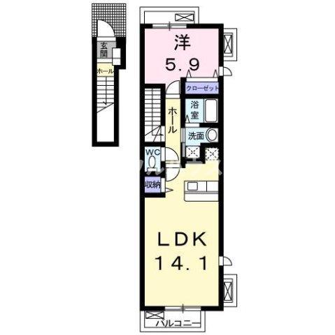 スウィートノーブル A(1LDK/2階)の間取り写真
