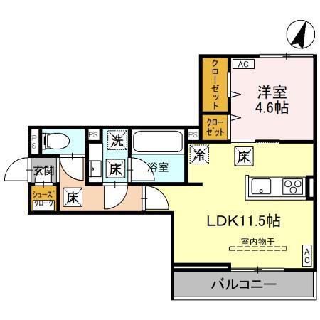 ノーブルパレス東大宮(1LDK/1階)の間取り写真