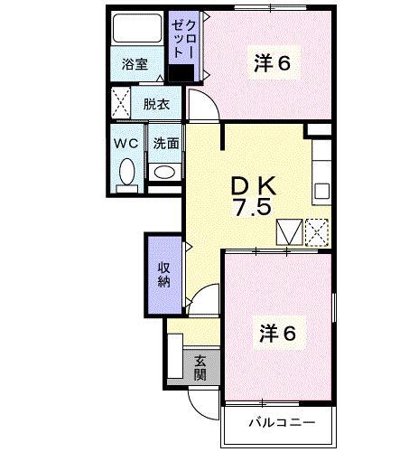 ポルト ソラーナI(2DK/1階)の間取り写真