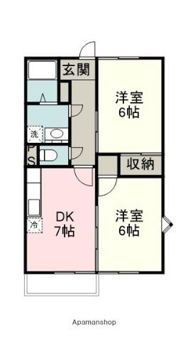 ガーデンプレイスI(2DK/1階)の間取り写真