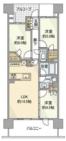 イーストゲートスクエア(3LDK/12階)の間取り写真
