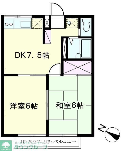 エステートピアIIモリタ(2DK/2階)の間取り写真