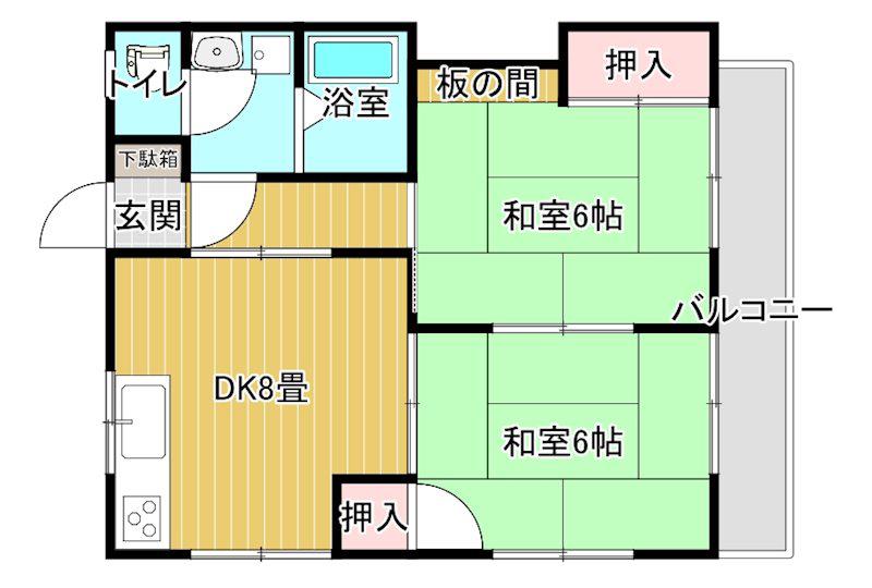 コーポ高池(2DK/2階)の間取り写真