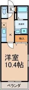 パークサイドM(1K/2階)の間取り写真