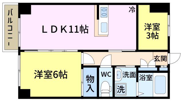 パールロイヤルYUKI I(2LDK/3階)の間取り写真
