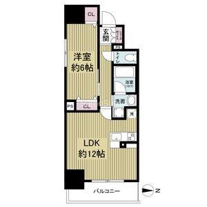 レジュールアッシュ谷町四丁目グランクラス(1LDK/6階)の間取り写真
