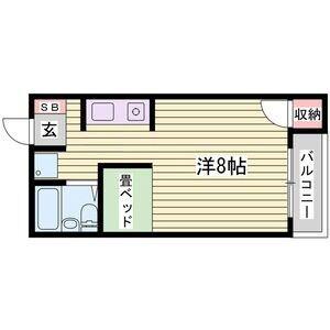 ジュネス新在家F(1K/1階)の間取り写真
