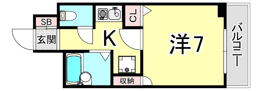 ワコーレ明石(1K/5階)の間取り写真