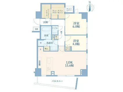 ディアスタ長津田(2LDK/4階)の間取り写真