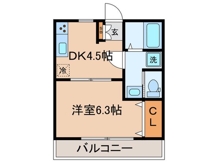 LALAコート(1DK/2階)の間取り写真