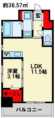 FLATS別院(1LDK/2階)の間取り写真