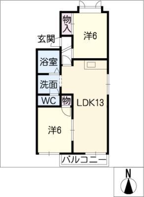 エスポワールヤスダ I(2LDK/1階)の間取り写真