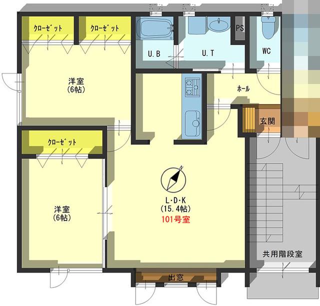 プラムマート末永4(2LDK/1階)の間取り写真