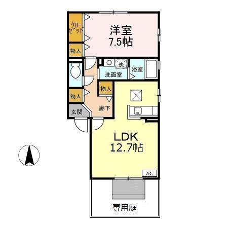 ウィルステージ(1LDK/1階)の間取り写真