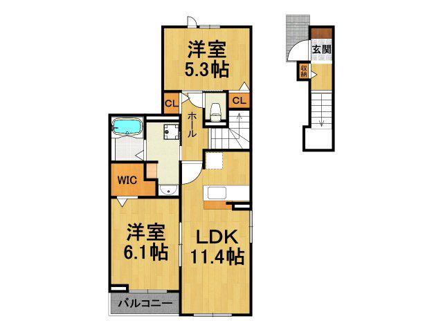 グリーンレジデンス(2LDK/2階)の間取り写真