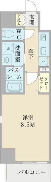 プランドール那古野(1K/5階)の間取り写真