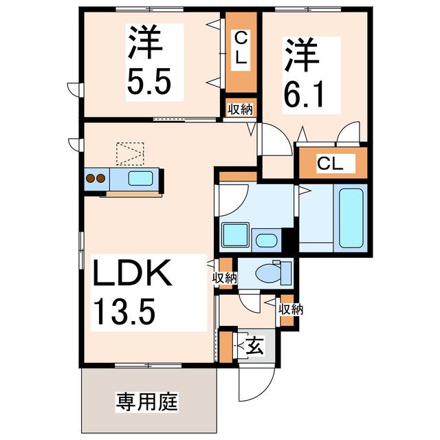 シャーメゾン須屋II(2LDK/1階)の間取り写真