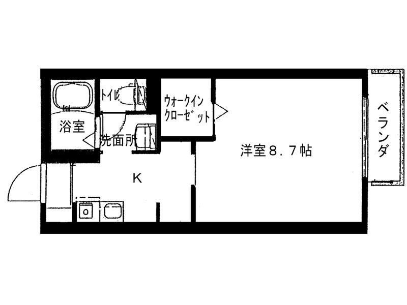 吉岡道上ハイツ2(1K/1階)の間取り写真