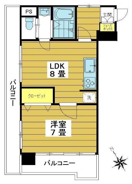 パラスト大井(1LDK/5階)の間取り写真