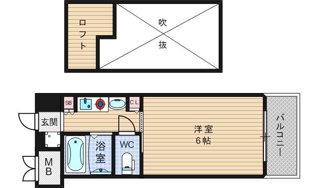エステムコート大阪・中之島南(1K/2階)の間取り写真