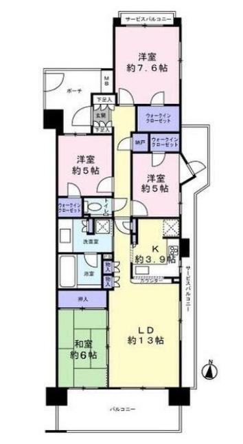 グランシーズン相模大野(4LDK/3階)の間取り写真