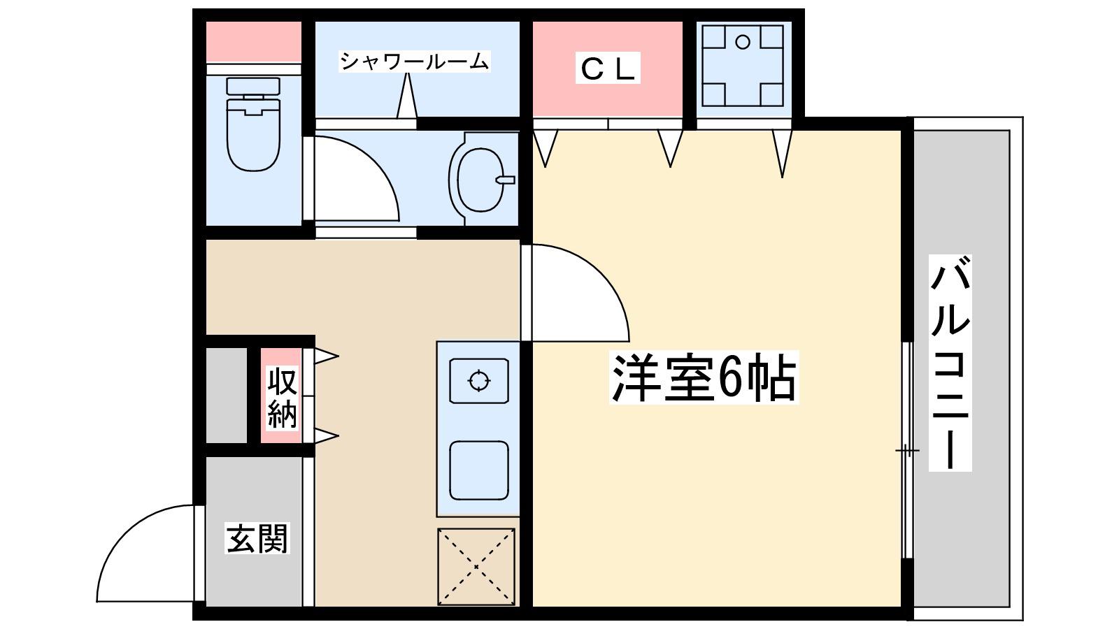 グランドステージ江坂(1K/6階)の間取り写真