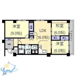 琴似マンション(3LDK/3階)の間取り写真