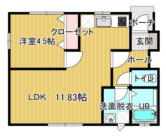 ジャルダン沢田(1LDK/1階)の間取り写真