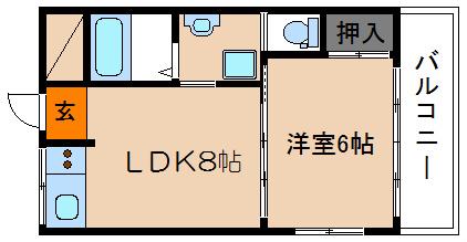 ヴィラ白川山手(1LDK/3階)の間取り写真