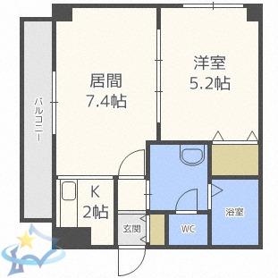 グランカーサ南11条(1LDK/7階)の間取り写真