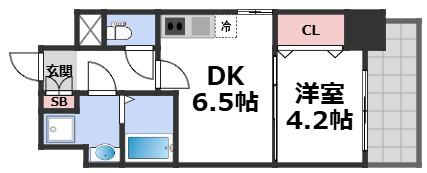 メイクス天王寺(1DK/4階)の間取り写真