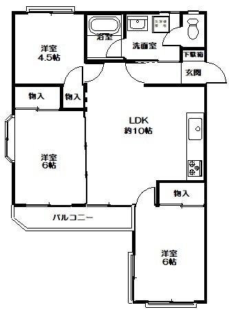ヴィラ・ステイタス(3LDK/2階)の間取り写真