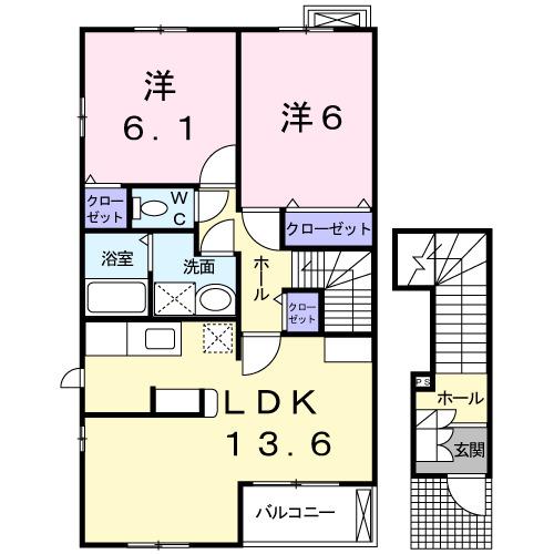 メゾン ド レステ I(2LDK/2階)の間取り写真