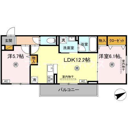 レーヴ・ウェル笠原DEUX(2LDK/3階)の間取り写真