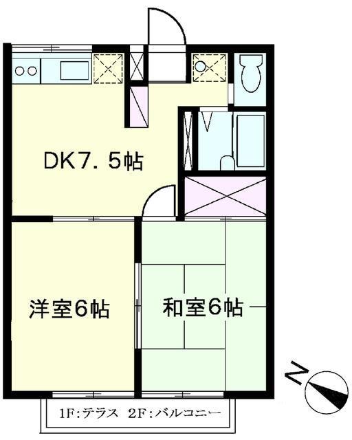 エステートピアIIモリタ(2DK/2階)の間取り写真