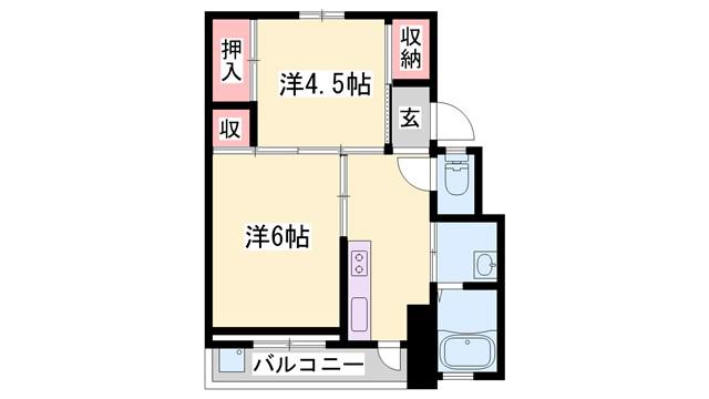 ビレッジハウス小坂(2DK/2階)の間取り写真