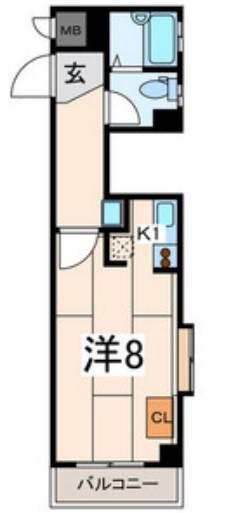 アールブラン生田(1K/2階)の間取り写真
