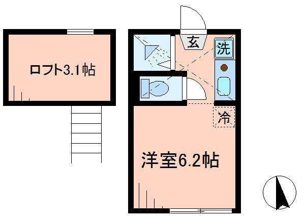 アペックス四つ木II(ワンルーム/2階)の間取り写真