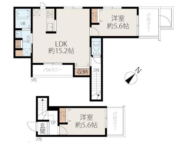 メゾン須磨離宮前(2LDK/2階)の間取り写真