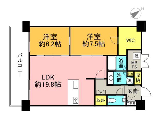 グランアークテラス(2LDK/8階)の間取り写真
