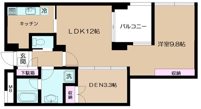 コート向ヶ丘(1SLDK/3階)の間取り写真
