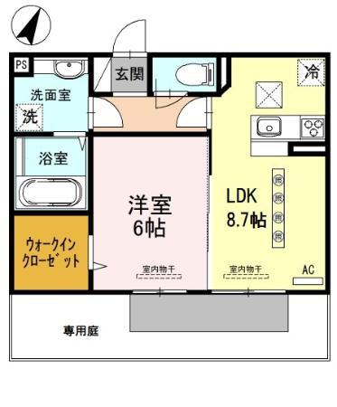 ソフィアこまち(1LDK/1階)の間取り写真