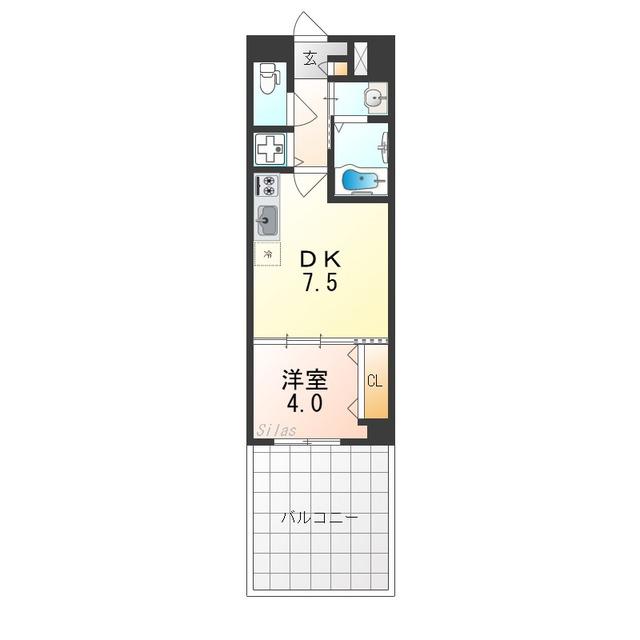 KSスクエア岸和田北町(1DK/3階)の間取り写真