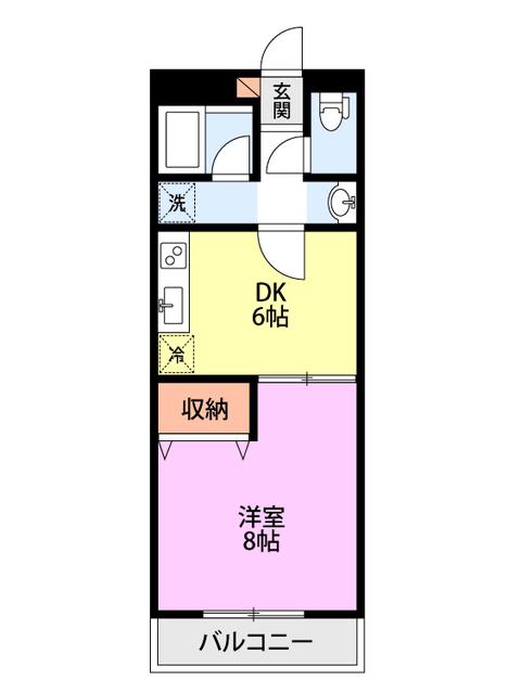 シャレー小新南D(1DK/2階)の間取り写真