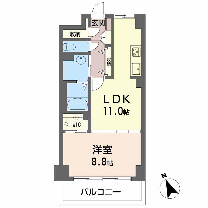 グリーンベル(1LDK/2階)の間取り写真